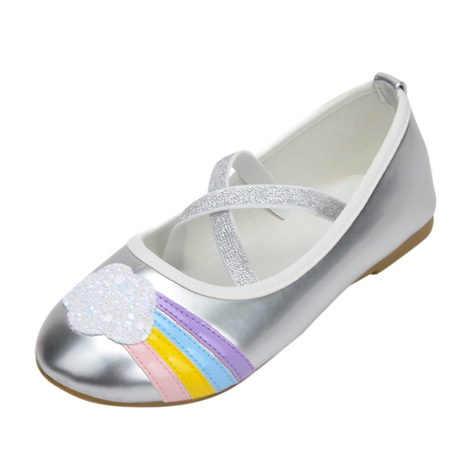Sparkly Crystal Sequins Ballet Flats for Girls - Comfortable Bowknot Dance Shoes for Toddlers (Silver, Size 9.5) | Perfect for Ballet Class, Recitals & Special Occasions