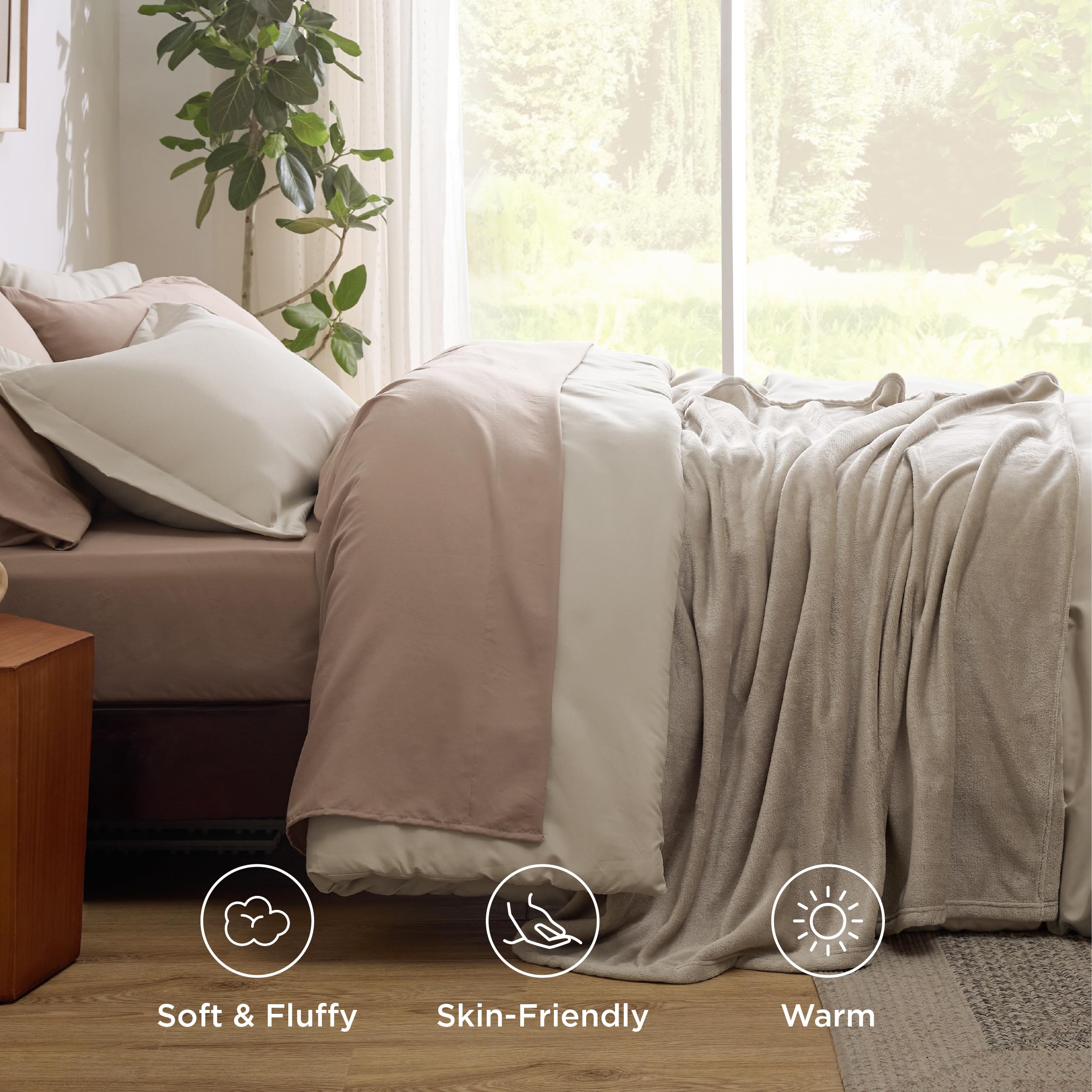 Bedsure 8-Piece King Size Comforter Set - Beige Prewashed Down Alternative Bedding with Fleece Blanket, Sheets, Pillowcases & Shams | All-Season Soft Luxury Bed in a Bag | Perfect for Master Bedroom, Guest Room & Cozy Home Decor