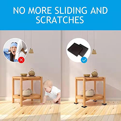 3X3 Inch Square Rubber Furniture Caster Cups - Non-Slip Floor Protectors (4 Pack, Brown) | Heavy Duty Furniture Coasters for Chairs, Tables & Couches | Prevents Scratches & Noise on Hardwood Floors & Tile