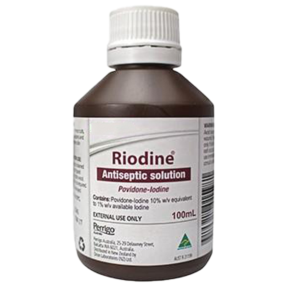 RIODINE 10% Povidone Iodine Solution Antiseptic First Aid Wound Care - 100ml Bottle for Cuts, Scrapes & Minor Burns | Medical, Home & Outdoor Use
