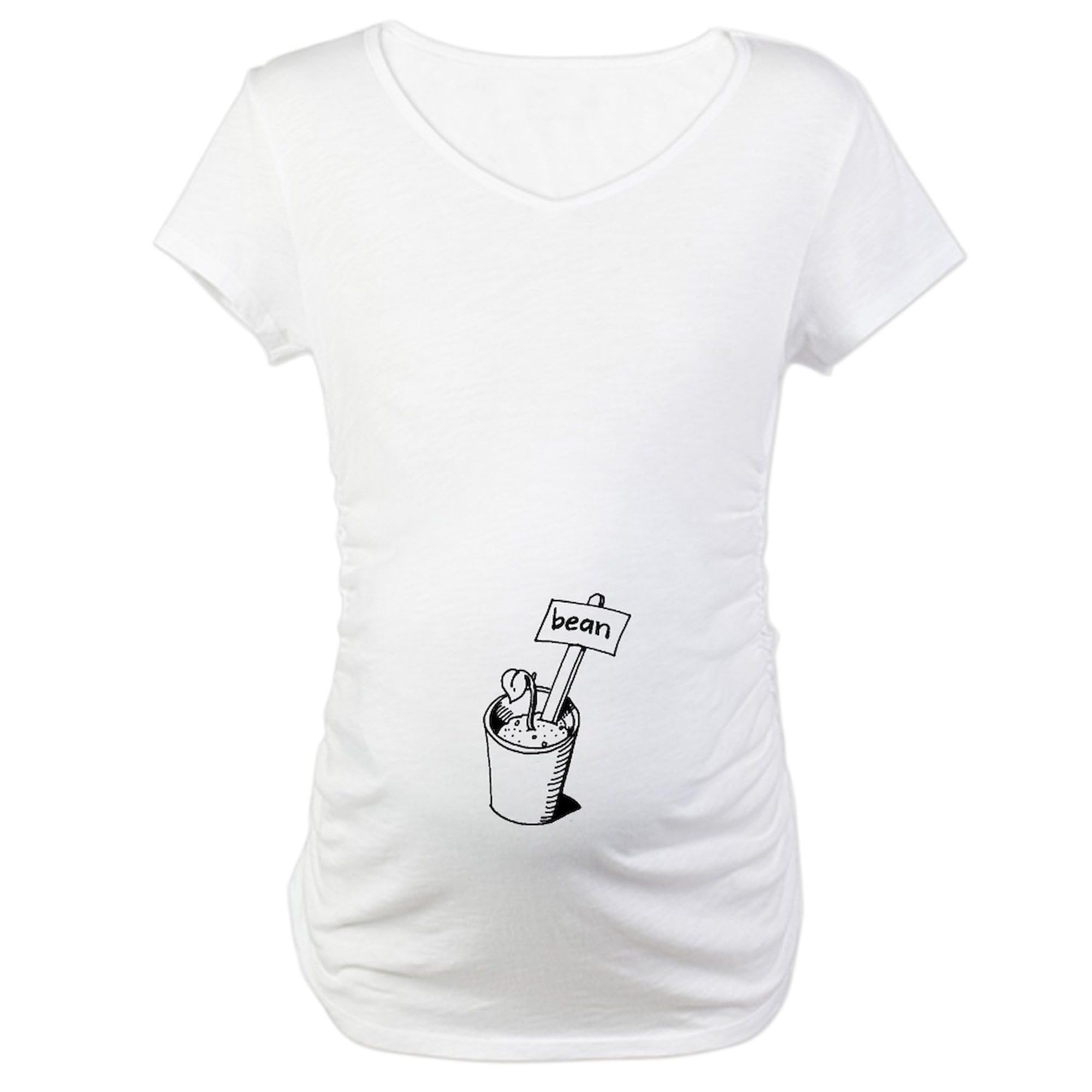 Mom2be Lil Bean Maternity T-Shirt for Women - Comfortable Ruched Side Pregnancy Tee for Expecting Mothers | Perfect for Baby Showers, Maternity Photos & Everyday Wear
