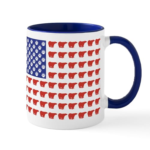 White/Navy Inside - Polar Bear Patriotic Flag Print Mug