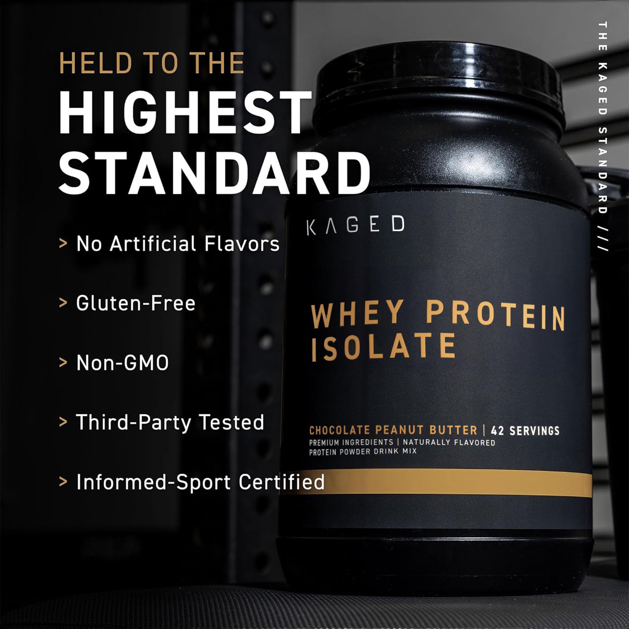 Kaged Whey Protein Isolate Powder - PB Chocolate Flavor | 100% Pure Low Lactose Whey Protein | 25g Protein per Serving | Post Workout Recovery Drink for Muscle Building | Easy Mix for Protein Shakes & Smoothies | 41 Servings | Ideal for Gym Recovery, Weight Training & Healthy Breakfasts