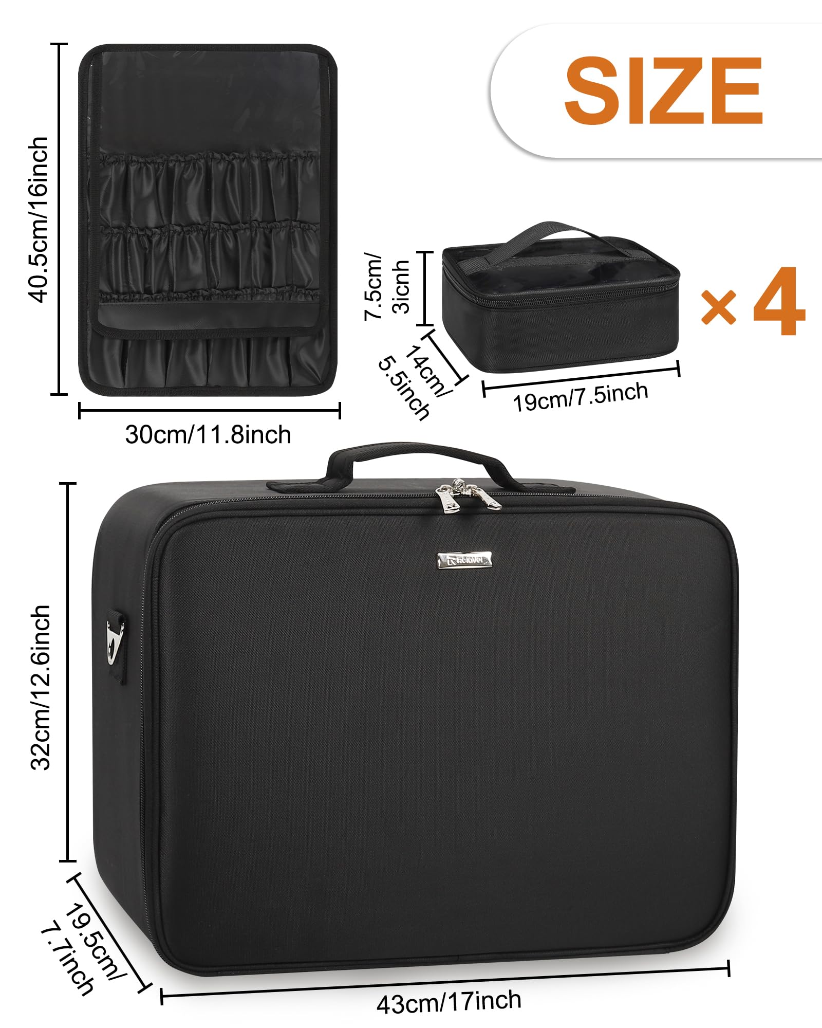 Relavel LED Makeup Bag with Mirror - Large Cosmetic Organizer for Travel & Professionals