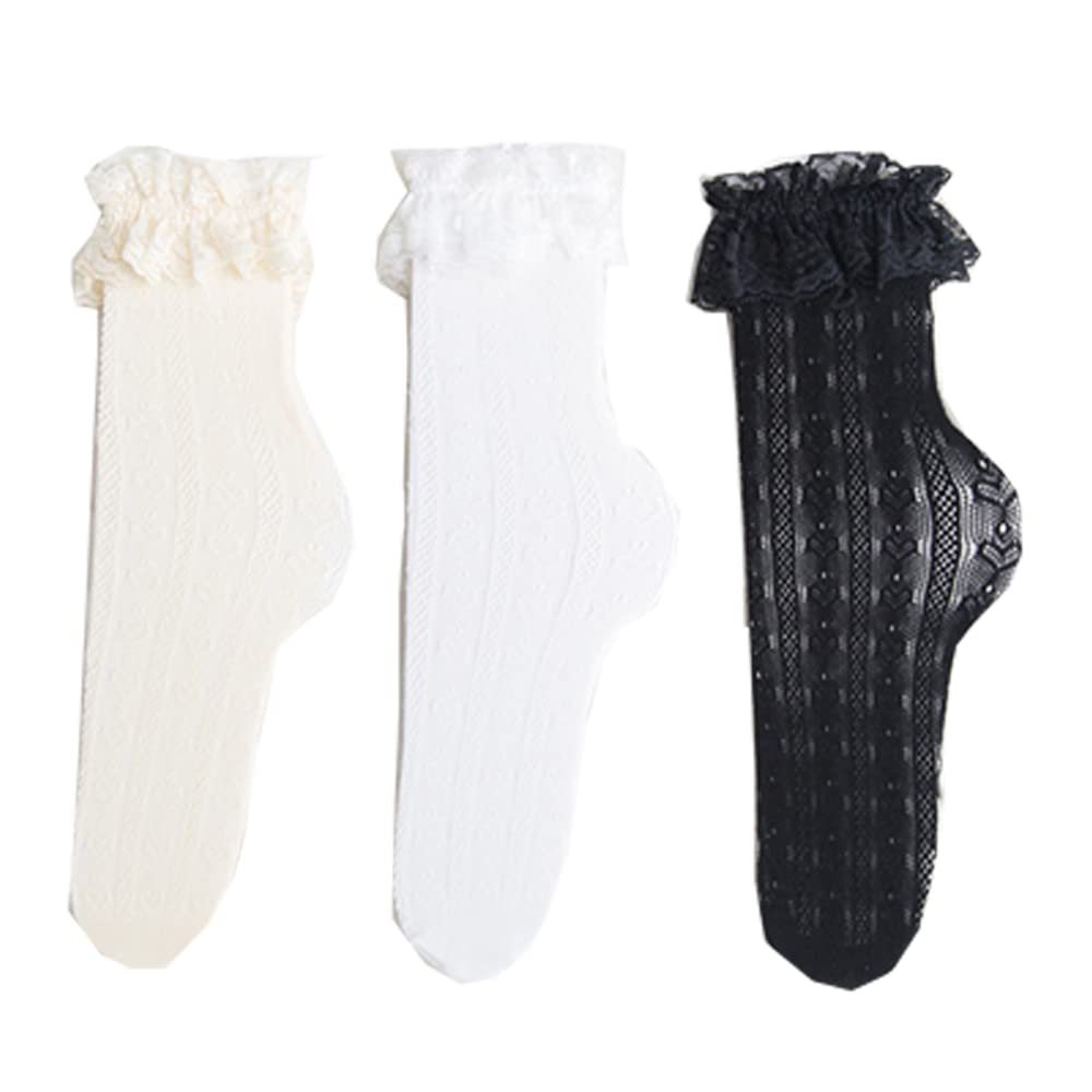 Benefeet Women's Sheer Mesh Crew Socks - Cute Lace Nylon Ankle Socks for Daily Wear