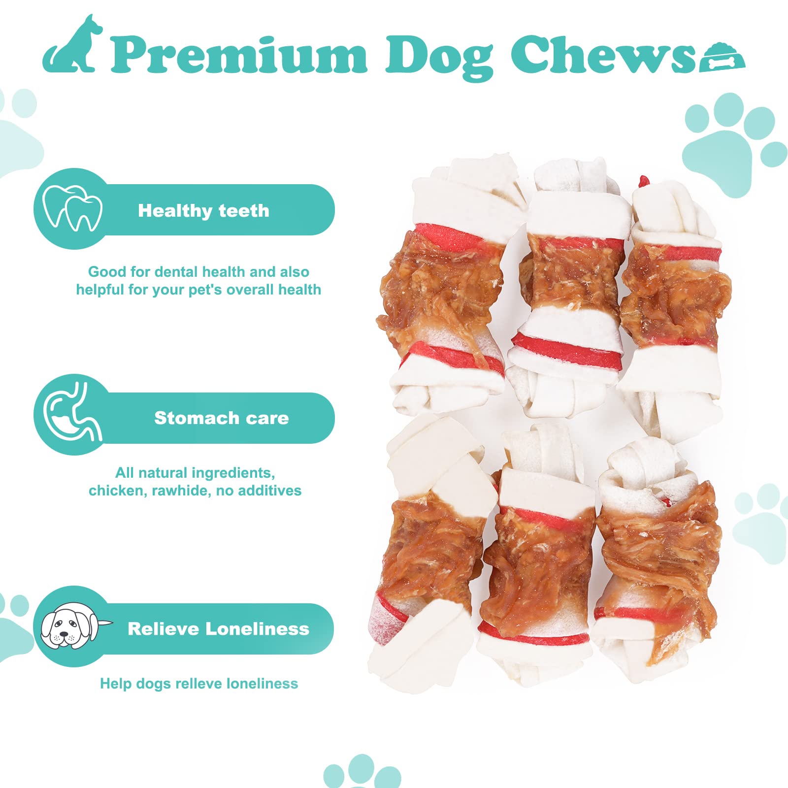 Chicken Wrapped Rawhide Dog Treats for Small Dogs - Healthy Chewing Snacks for Puppies at Home & Outdoors