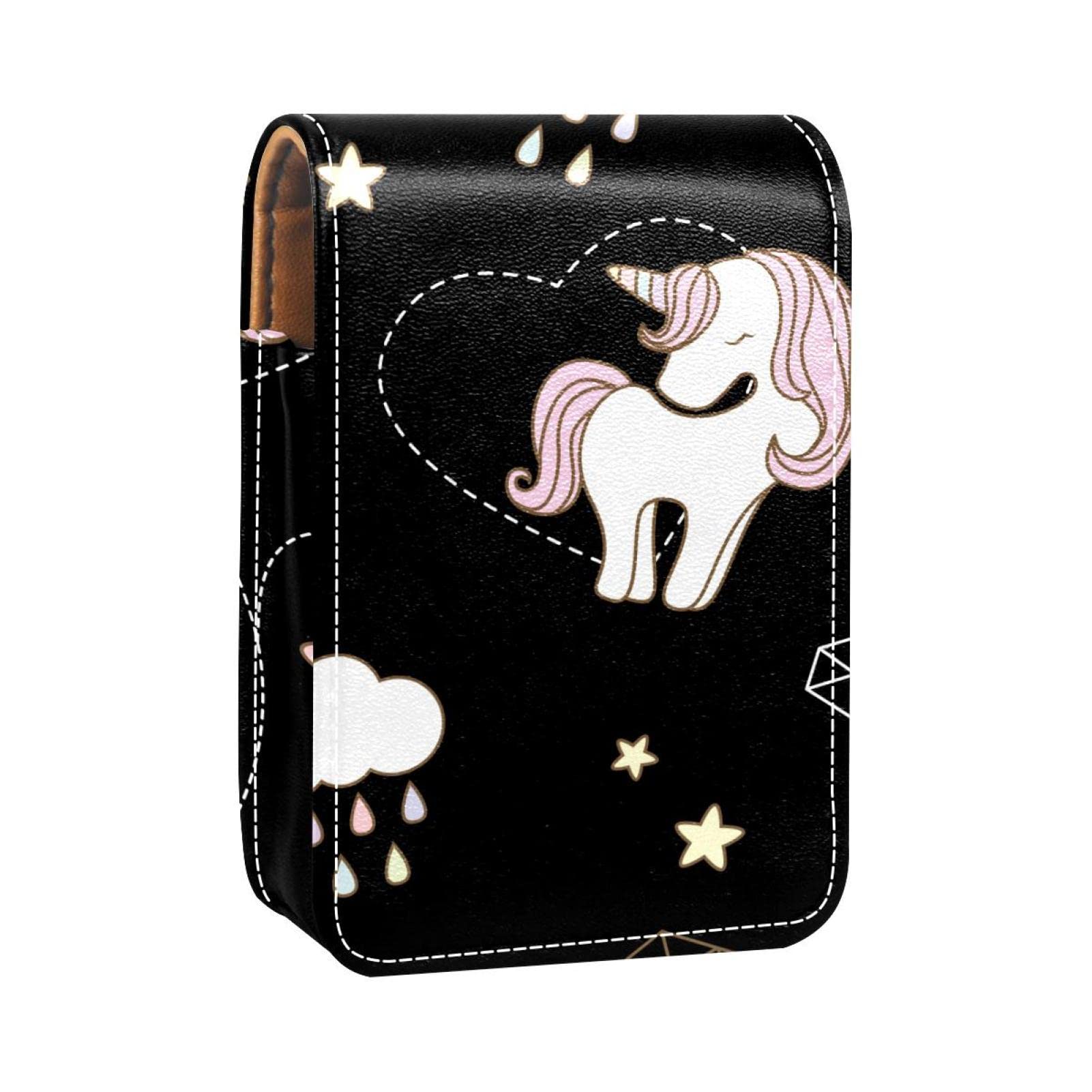 Personalized Lipstick Case with Unicorn & Starry Sky Design - Portable Makeup Bag & Cosmetic Pouch Organizer for Women (Black, 29cm) - Perfect for Travel, Daily Use & Gift Giving