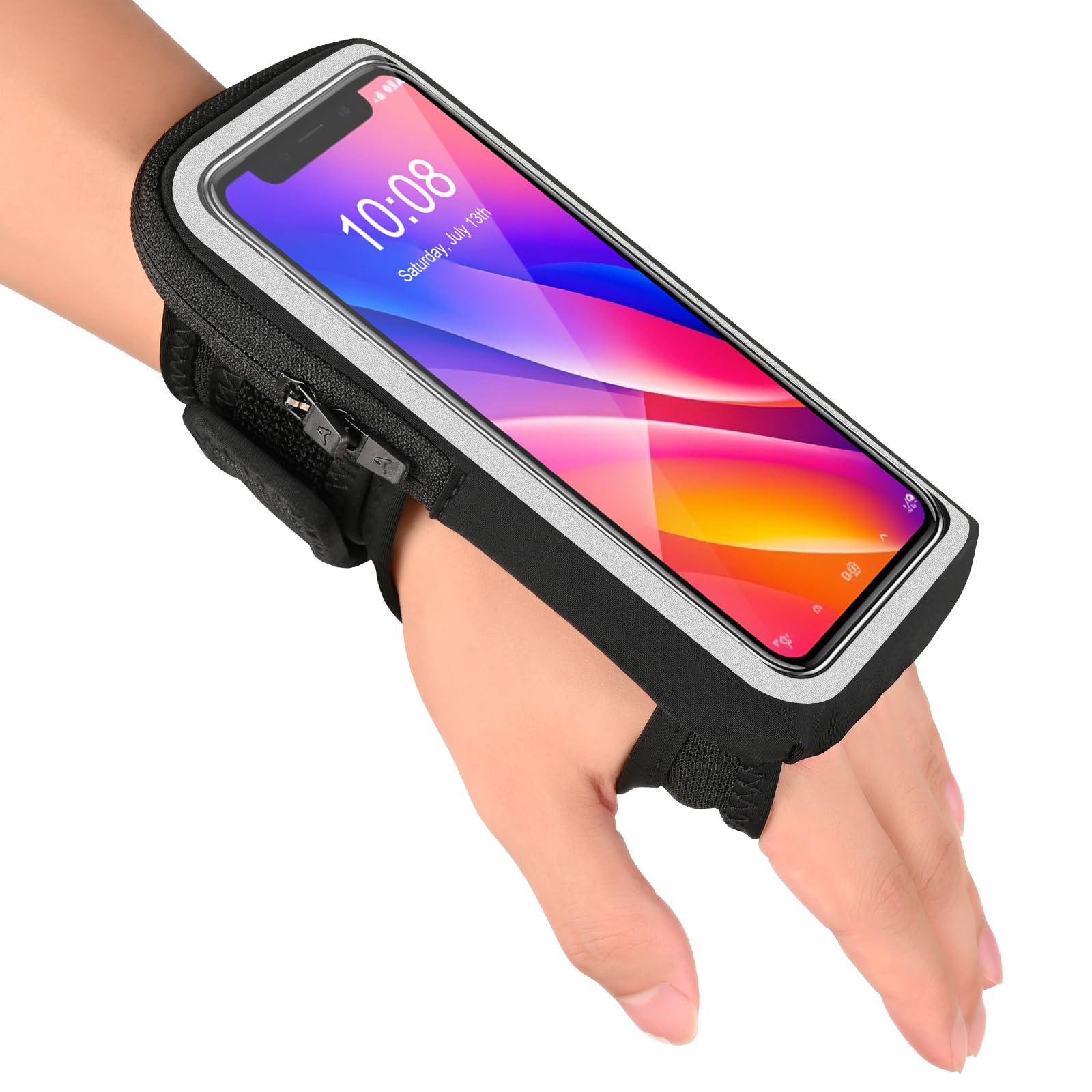 Running Armband for iPhone & Samsung Galaxy - Adjustable Wristband Phone Holder with Card Slot for iPhone 15 Pro Max/14/13/12/11/X & Galaxy S24/S23/S10 (Fits Up to 7