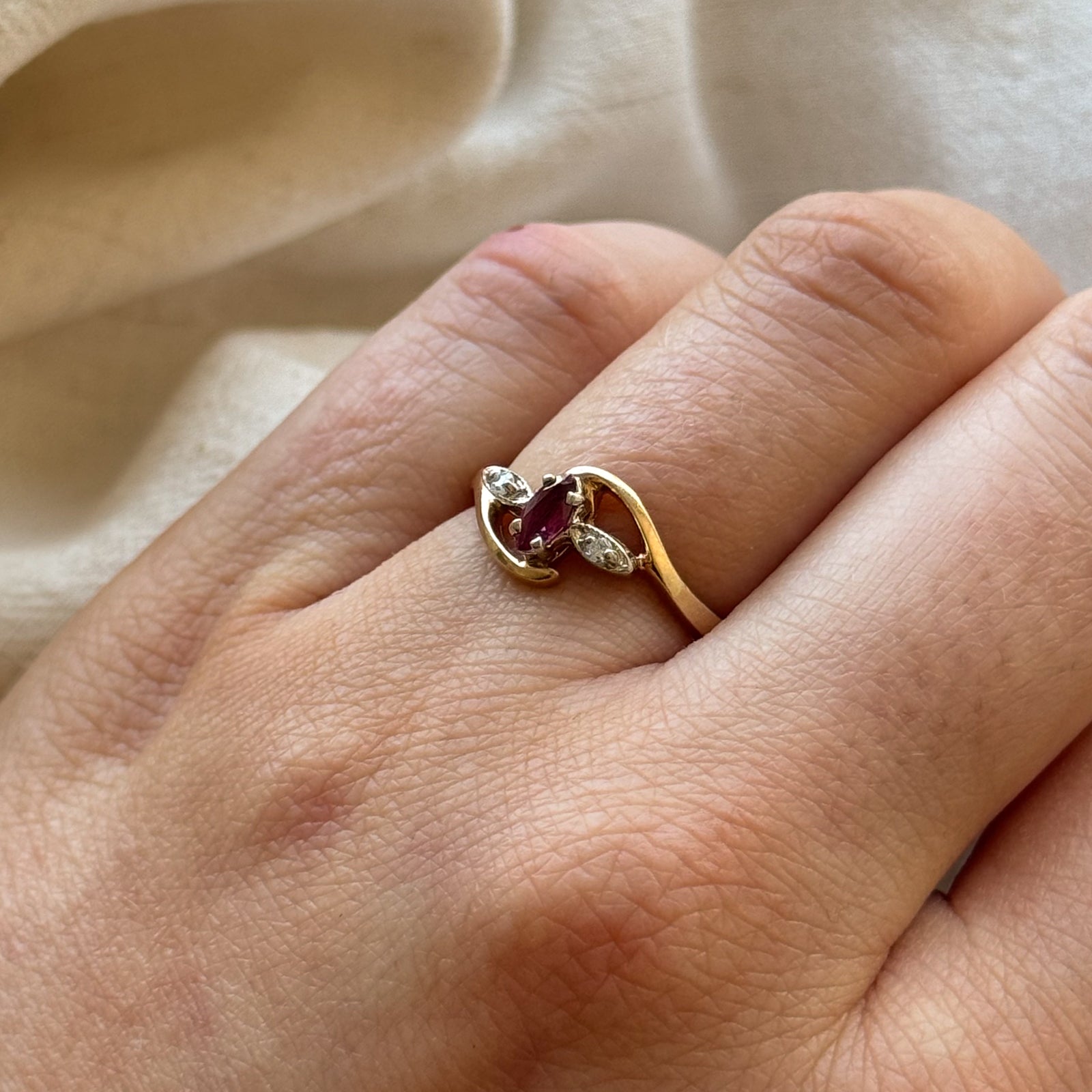 0.14ct Ruby & Diamond Ring - 0.03ctw, Size 6.75, Elegant Women's Jewelry for Engagement, Anniversary & Special Occasions