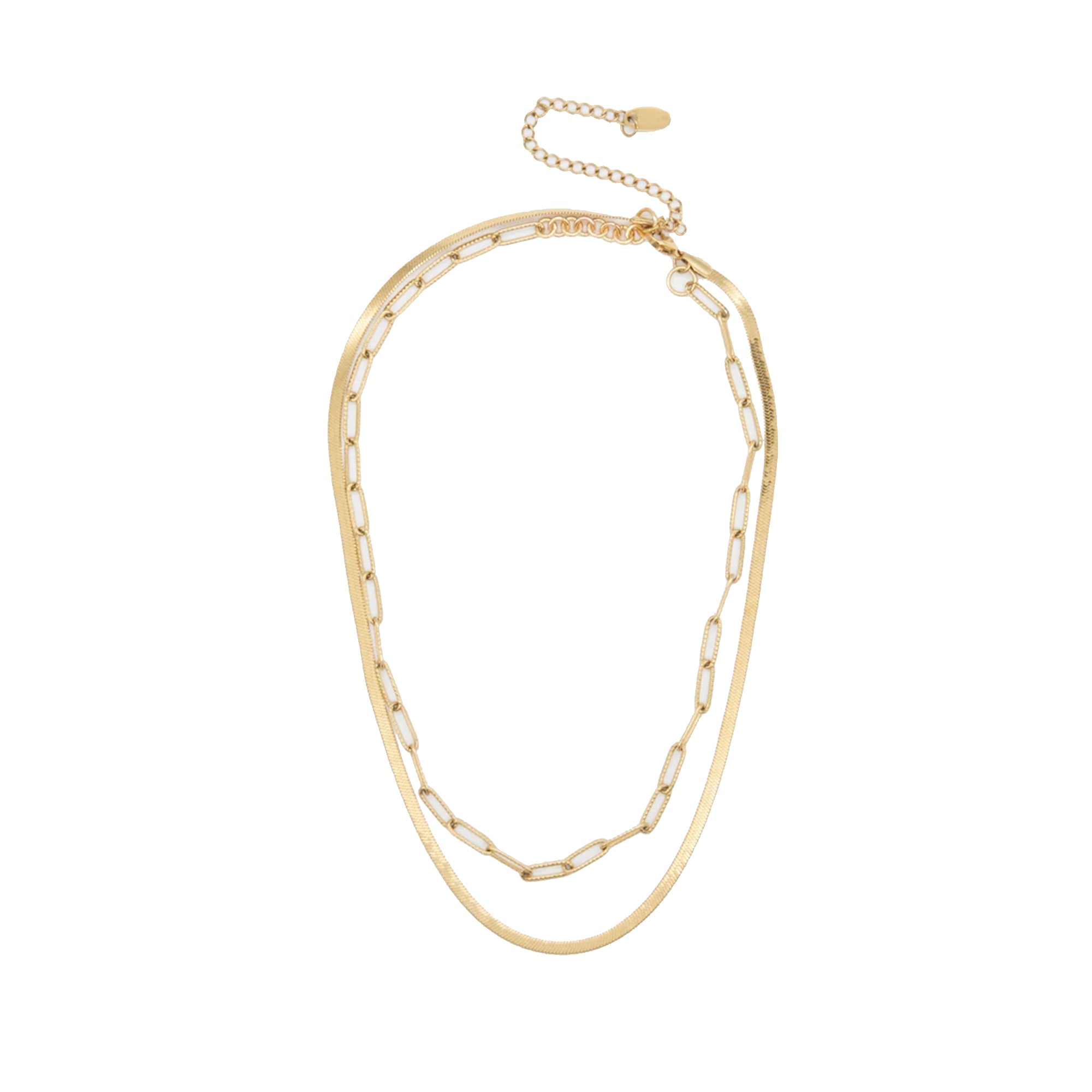 Brenda Grands Herringbone & Paperclip Choker Necklace - Elegant Layered Gold Chain for Women | Perfect for Date Night, Parties & Special Occasions
