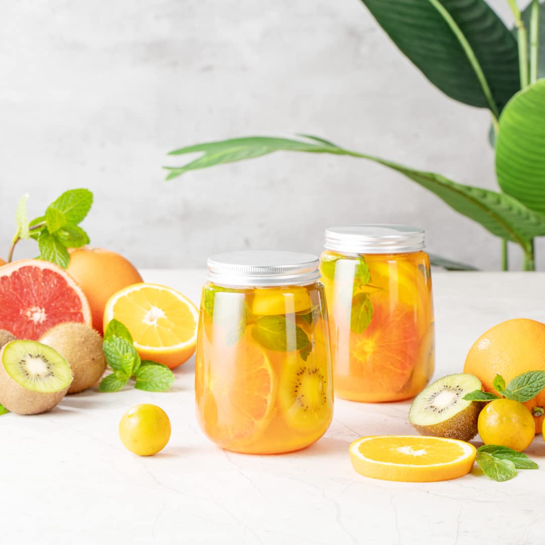 Restaurantware Bottle Tek 17oz Juice Bottles - 100 Pack Clear Empty Plastic Bottles with Aluminum Lids | Disposable Containers for Juicing, Tea, Smoothies, Cocktails & Beverage Storage | Perfect for Restaurants, Cafes & Home Use
