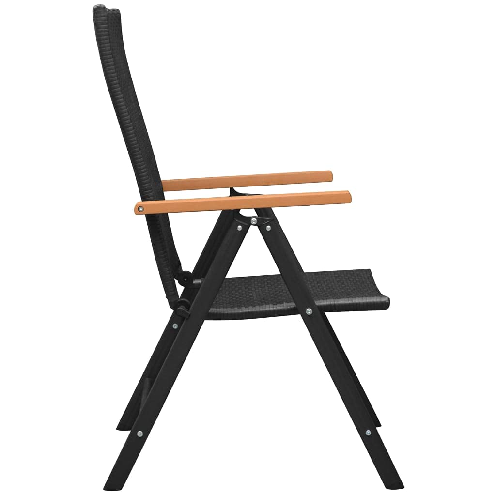 2 Pack Black Poly Rattan Stackable Patio Dining Chairs - Comfortable Arm Chairs & Lounge Chairs for Garden, Poolside, and Outdoor Relaxation