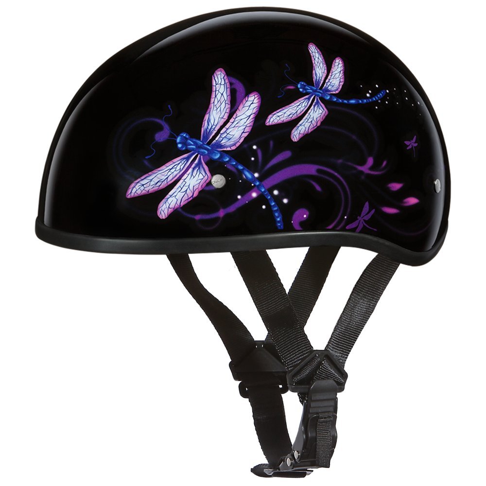 Daytona Half Skull Cap Motorcycle Helmet - DOT Approved Safety Gear for Men & Women [Multiple Graphics] | Lightweight & Comfortable for Cruiser, Chopper & Street Bike Riders