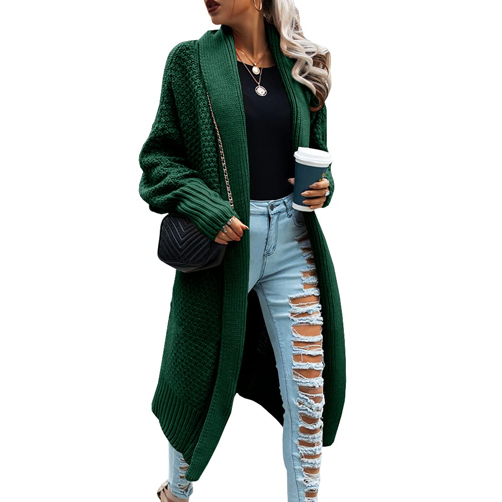 GeGekoko Women's Open Front Cardigan Sweater - Oversized Batwing Chunky Knit Cardigan for Casual Wear, Office, and Fall Layering