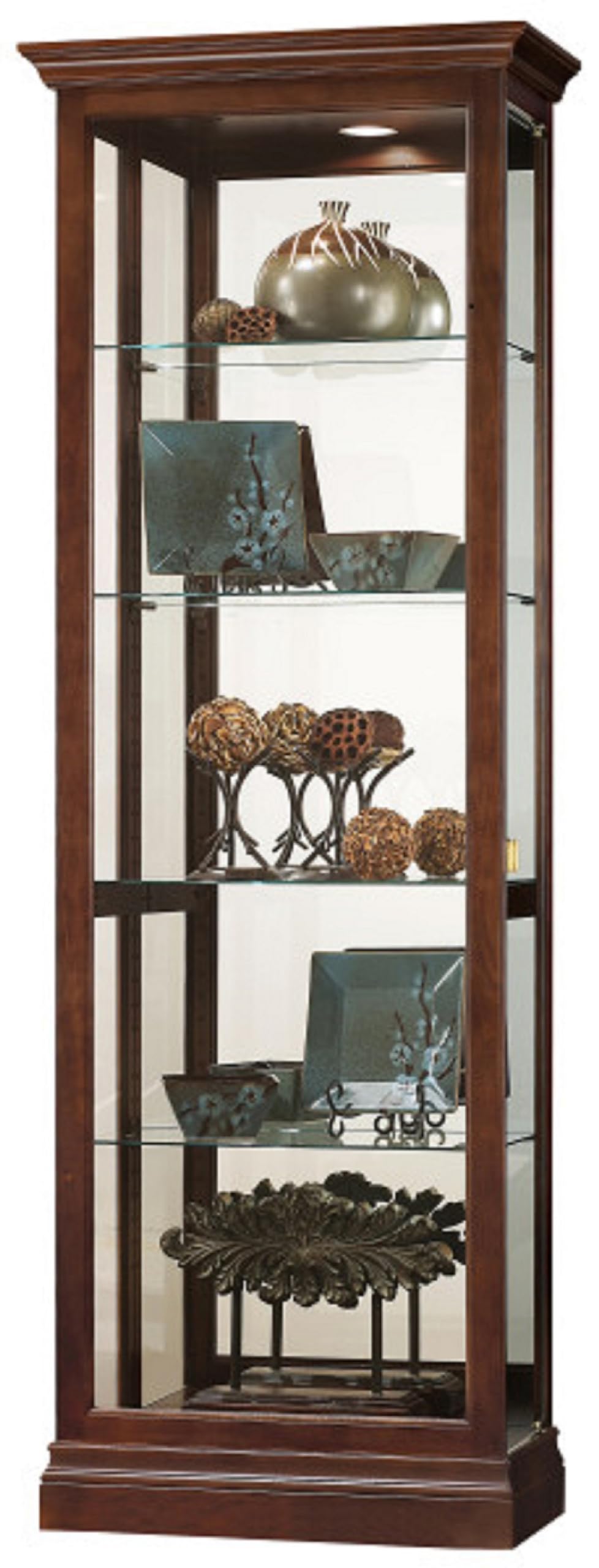 Howard Miller Hofstadter Curio Cabinet II - Premium Display Case with LED Interior Lighting & Bordeaux Finish for Collectibles, Figurines, China - Ideal for Living Room, Office & Home Decor Showcase