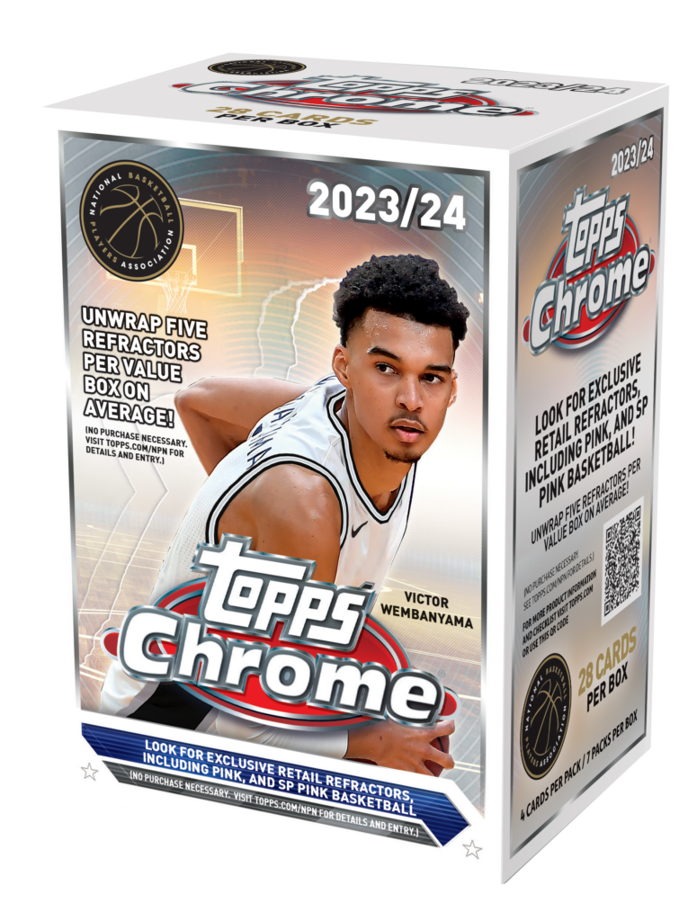2023-24 Topps Chrome Basketball Blaster Box - NBA Trading Cards Collection - Perfect for Collectors, Gifts & Fantasy Sports Fans