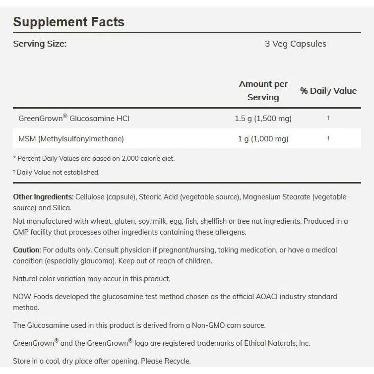 NOW Glucosamine & MSM Supplement - Vegetarian Capsules for Joint Support & Mobility | Ideal for Active Lifestyles, Sports Recovery & Arthritis Relief