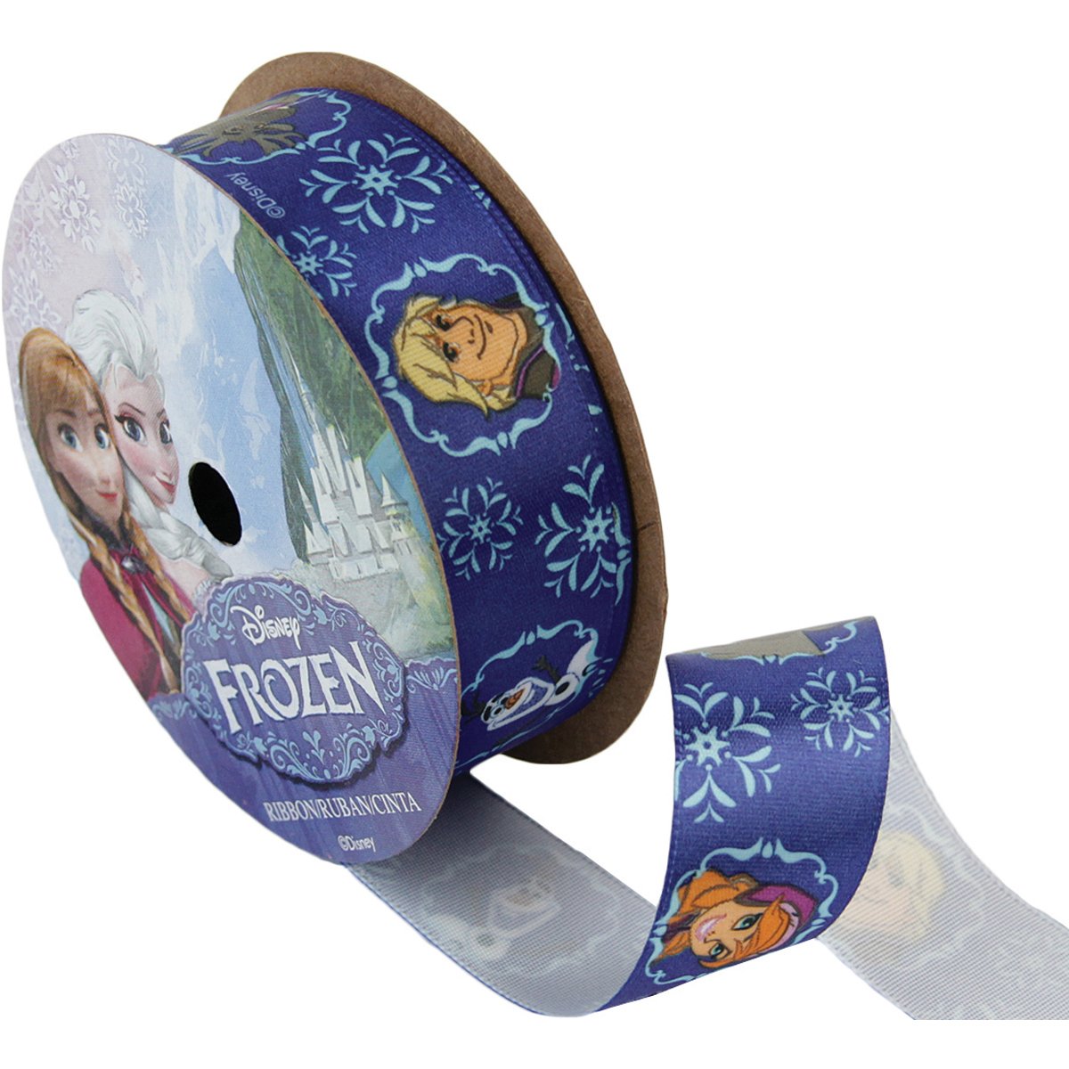 Offray Frozen Craft Ribbon - 7/8-Inch Wide Royal All Characters Design - 9 Feet Long - Perfect for DIY Crafts, Gift Wrapping, and Disney Frozen Themed Decorations
