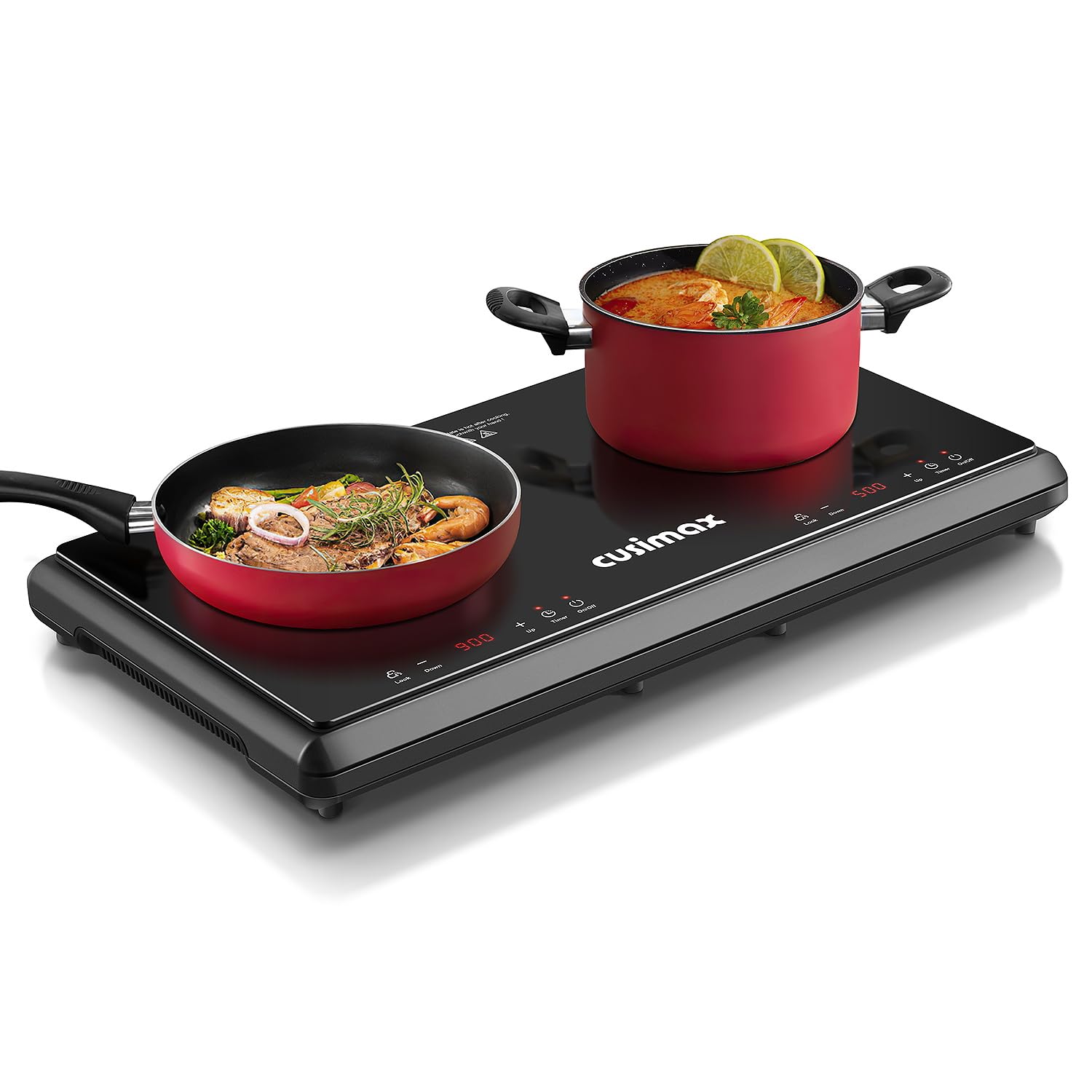 CUSIMAX 1800W Double Infrared Electric Stove - 9 Power Levels, Sensor Touch, Kids Safety Lock & Timer - Ceramic Countertop Hot Plate for Easy Cleaning | Perfect for Kitchen, Dorm, RV & Outdoor Cooking