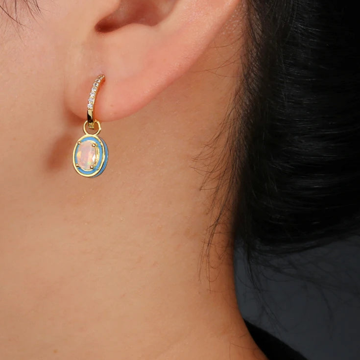 Divine Opal Earrings for Women - Elegant Dangle Drop Earrings with Genuine Opal Gemstone | Perfect for Weddings, Parties & Special Occasions