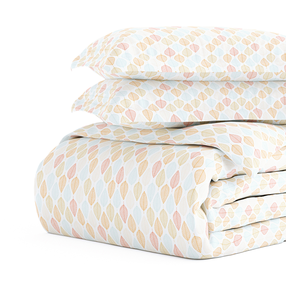 Leaf Pattern 3-Piece Duvet Cover Set - Soft & Breathable Bedding for Cozy Bedroom Decor - Perfect for Master Bedroom, Guest Room, and Dormitory