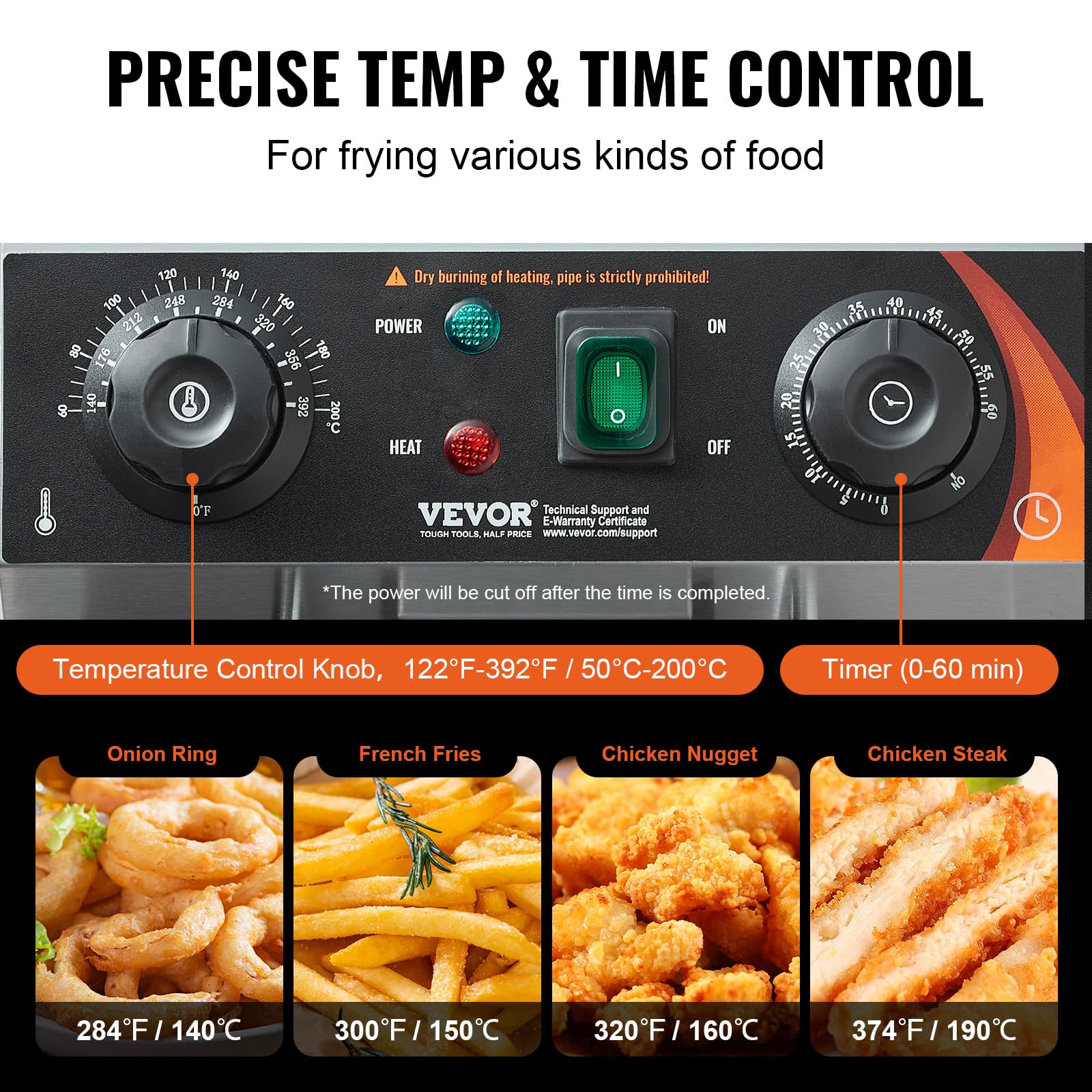 VEVOR 3000W Commercial Dual Tank Electric Deep Fryer with Basket, 2 x 11.6Qt/11L Stainless Steel Oil Fryer with Drain, Timer & Temperature Control - Perfect for Restaurants, Fast Food Shops, and Home Kitchen Use
