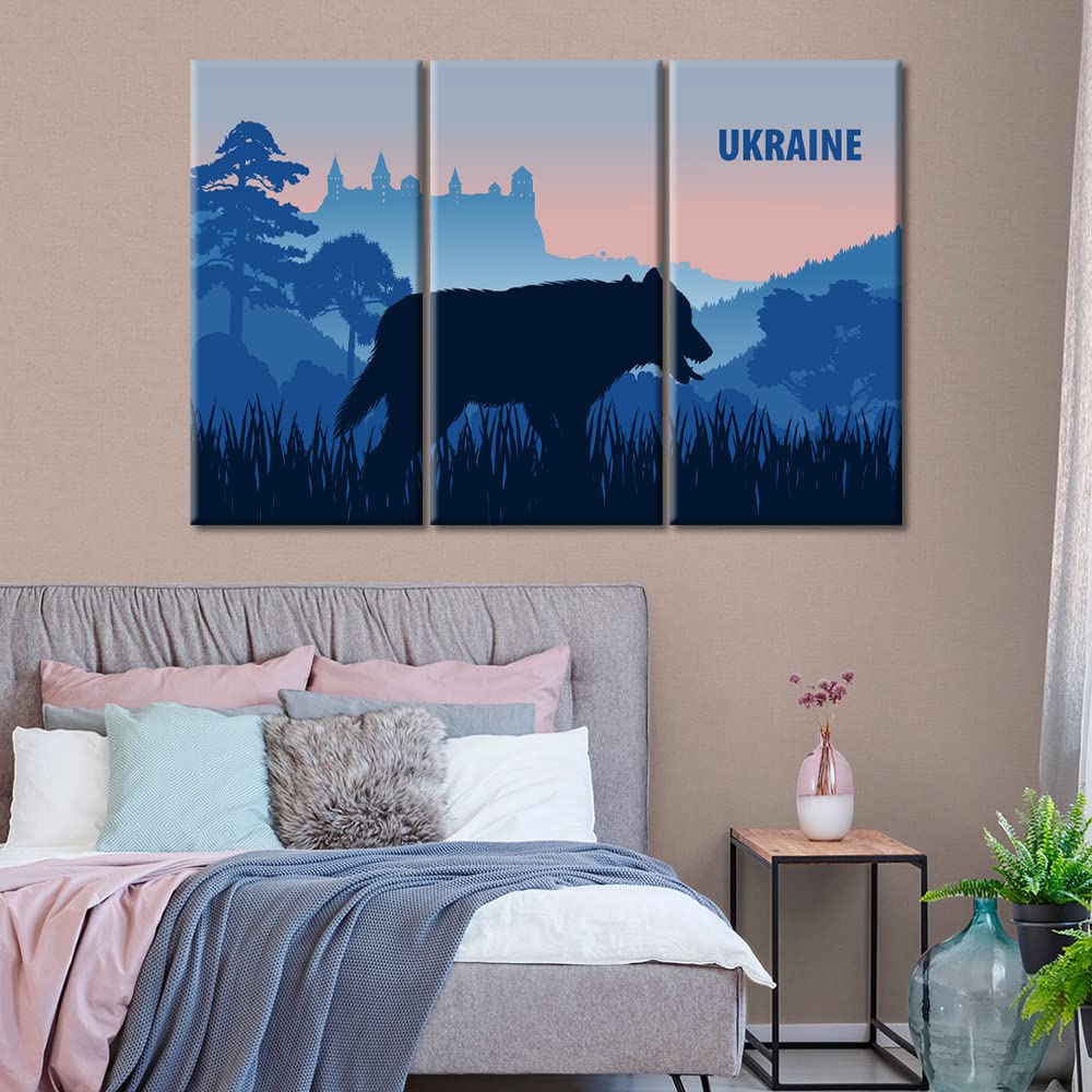 TUMOVO 3-Panel Moldova Fox Wall Art - Modern Animal Canvas Prints for Home Decor, Minimalist Bedroom Wall Hanging Paintings (60