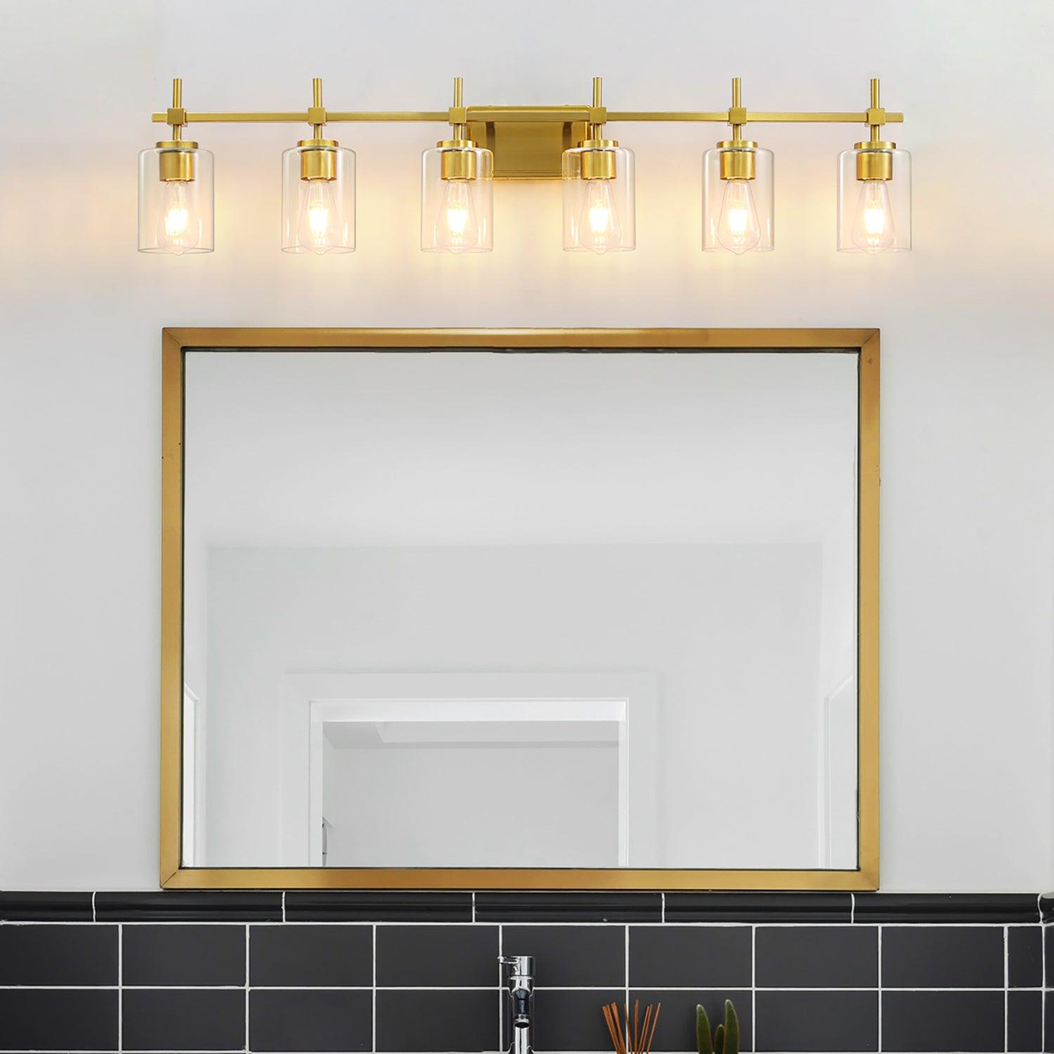 Jasper Modern Clear Glass 6-Light Bathroom Vanity Light Fixture - Elegant Lighting for Bathroom, Powder Room & Dressing Area