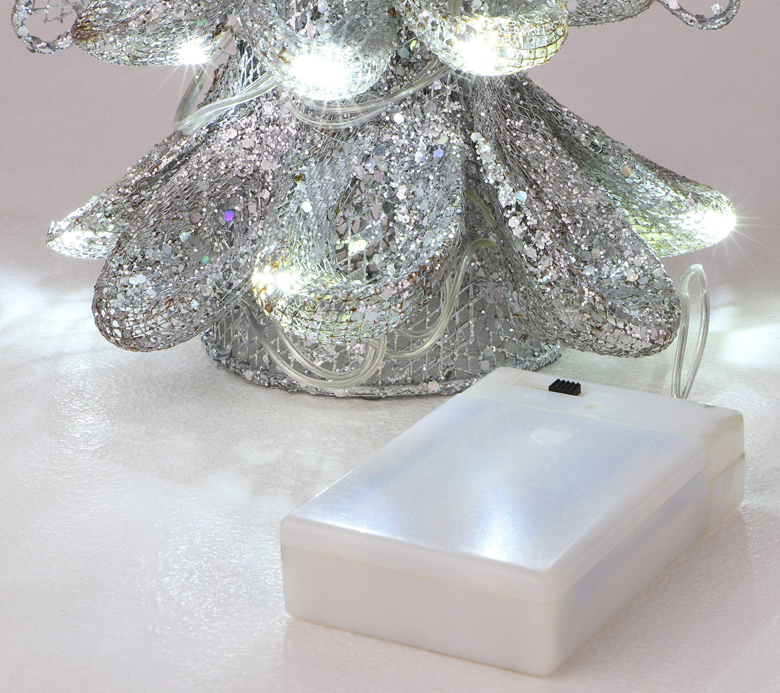 Christmas Concepts® 8 Inch Metal Mesh Christmas Tree Angel Topper with White LED Lights - Elegant Holiday Decor for Tree, Mantel & Tabletop
