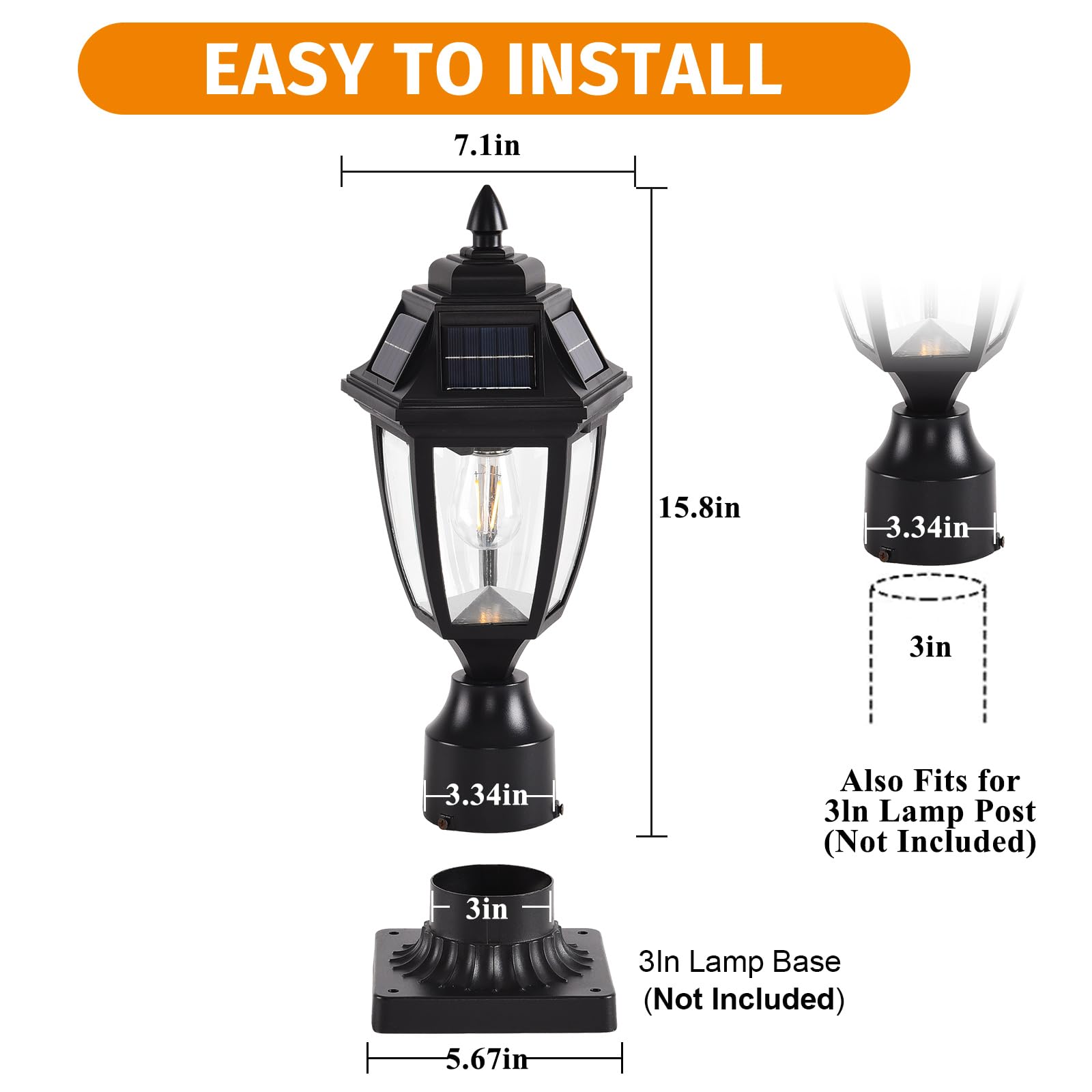 Solar Post Lights 2 Pack - Waterproof Motion Sensor Outdoor Lighting with No Pier Mount Base | Solar Powered Pole Lanterns for Patio, Yard, Garden & Pathway Illumination