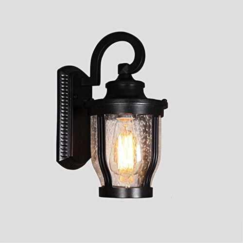 Mediterranean Style Wall Mounted Light - Raindrop Glass Lantern with E27 Socket, Traditional Outdoor Security Lighting for Courtyard, Villa & Street | Weatherproof Exterior Sconce for Porch, Garden & Reading Areas