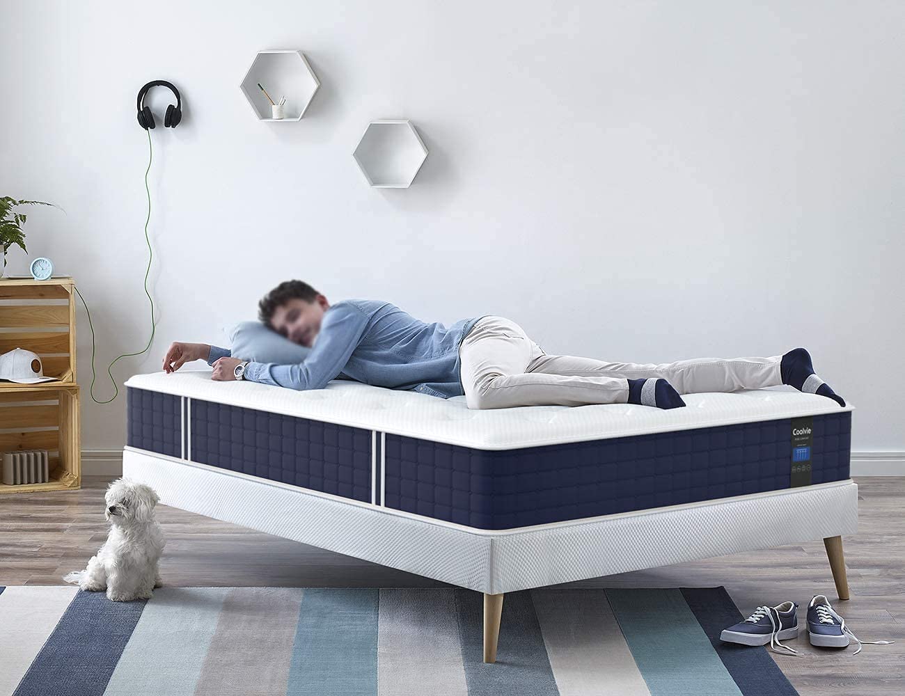 Coolvie 10 Inch Hybrid Queen Mattress - Pocket Springs & Memory Foam for Cooler Sleep - Pressure Relief & Support - Bed in a Box - Perfect for Hot Sleepers & Back Pain Relief (Great for Master Bedrooms & Guest Rooms)