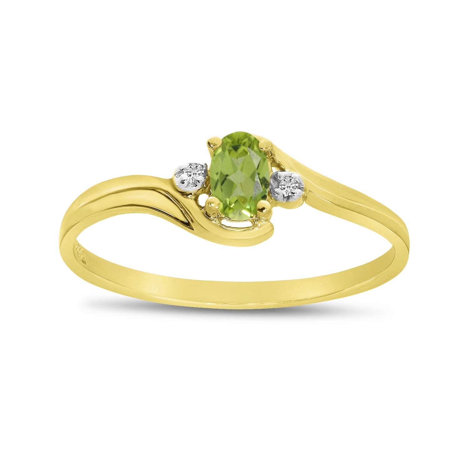 10K Yellow Gold Peridot and Diamond Ring for Women – Elegant Birthstone Jewelry Gift for Anniversary, Engagement, or Special Occasions