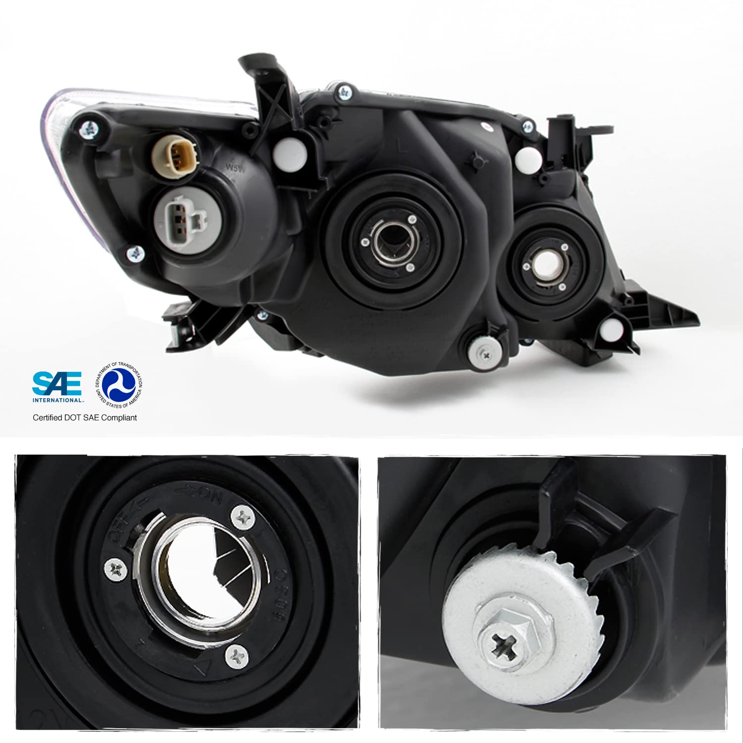 AKKON Black Headlights Replacement Pair Set for Toyota Corolla S & XRS - Driver & Passenger Side - Upgrade for Night Driving & Enhanced Style