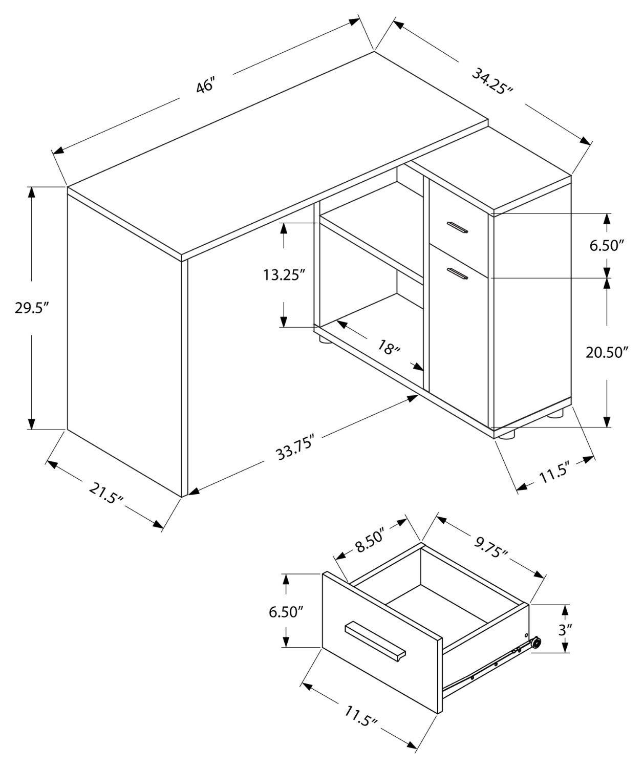 Offex 46 Inch Modern L-Shaped Computer Desk with Storage Cabinet, Grey - Home Office Workstation for Small Spaces, Gaming Setup & Remote Work