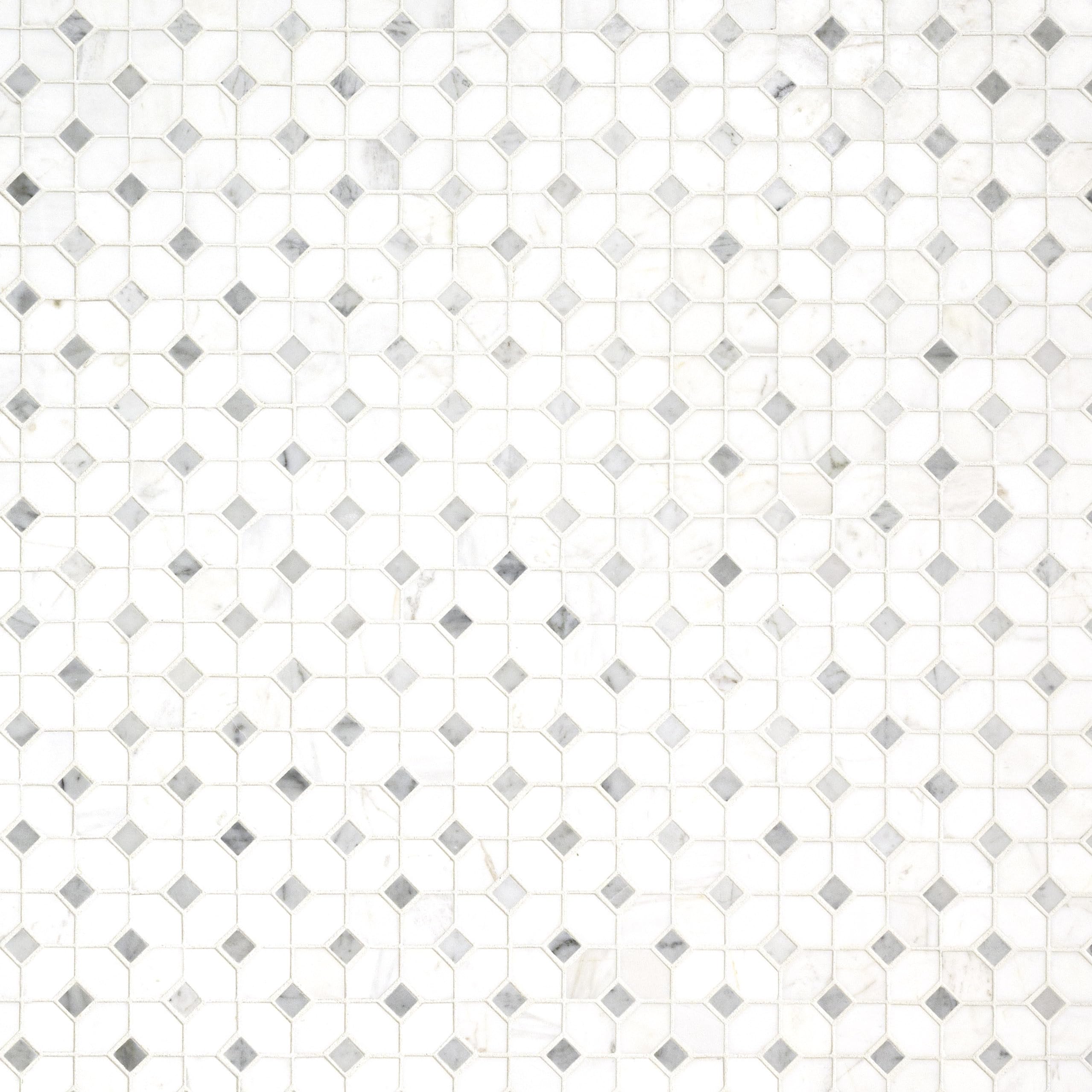 MSI Bianco Dolomite Dotty Polished Marble Mosaic Tile - 12x12 Inch Mesh-Mounted for Kitchen Backsplash, Bathroom Wall, Shower Tile & Accent Wall - Elegant Natural Stone Design for Home Renovation and Interior Decor
