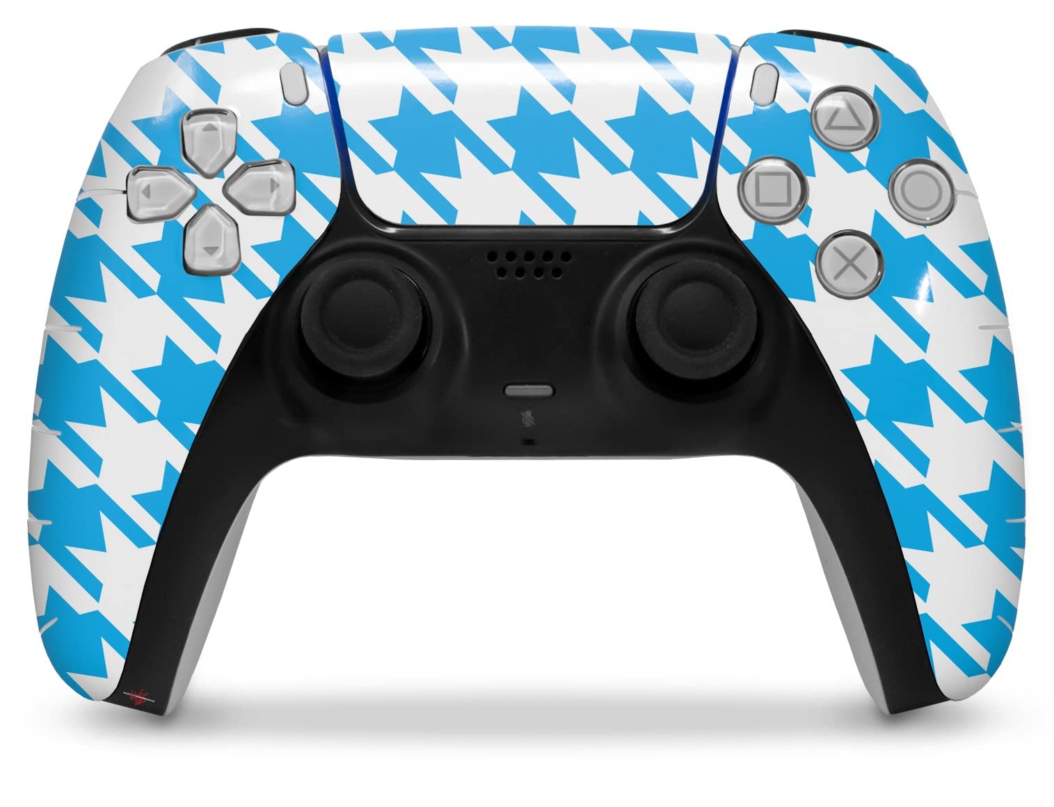 PS5 DualSense Skin Wrap - Houndstooth Blue Neon for Gaming Protection