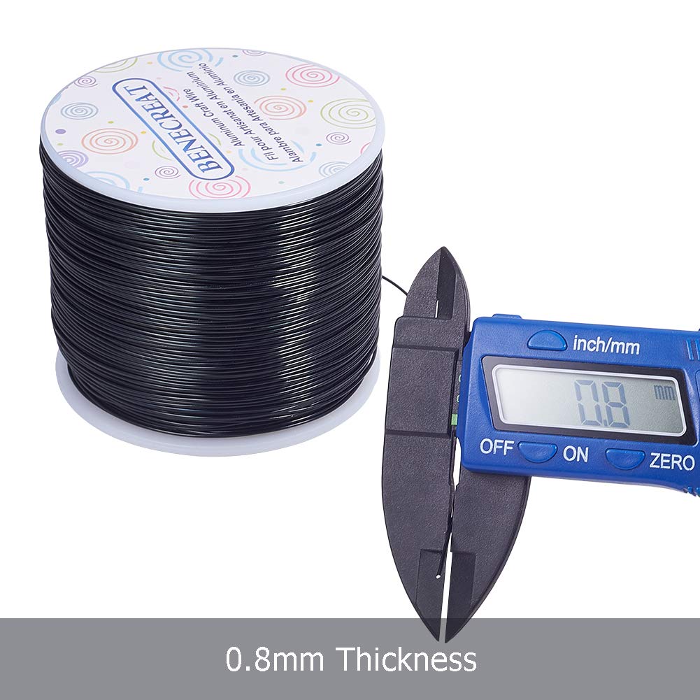 BENECREAT 20 Gauge 770FT Black Anodized Aluminum Wire for Jewelry Making, Beading, Floral Arrangements, Gem Wrapping, Model Crafts, DIY Home Decor, Garden Art, and Gift Packaging