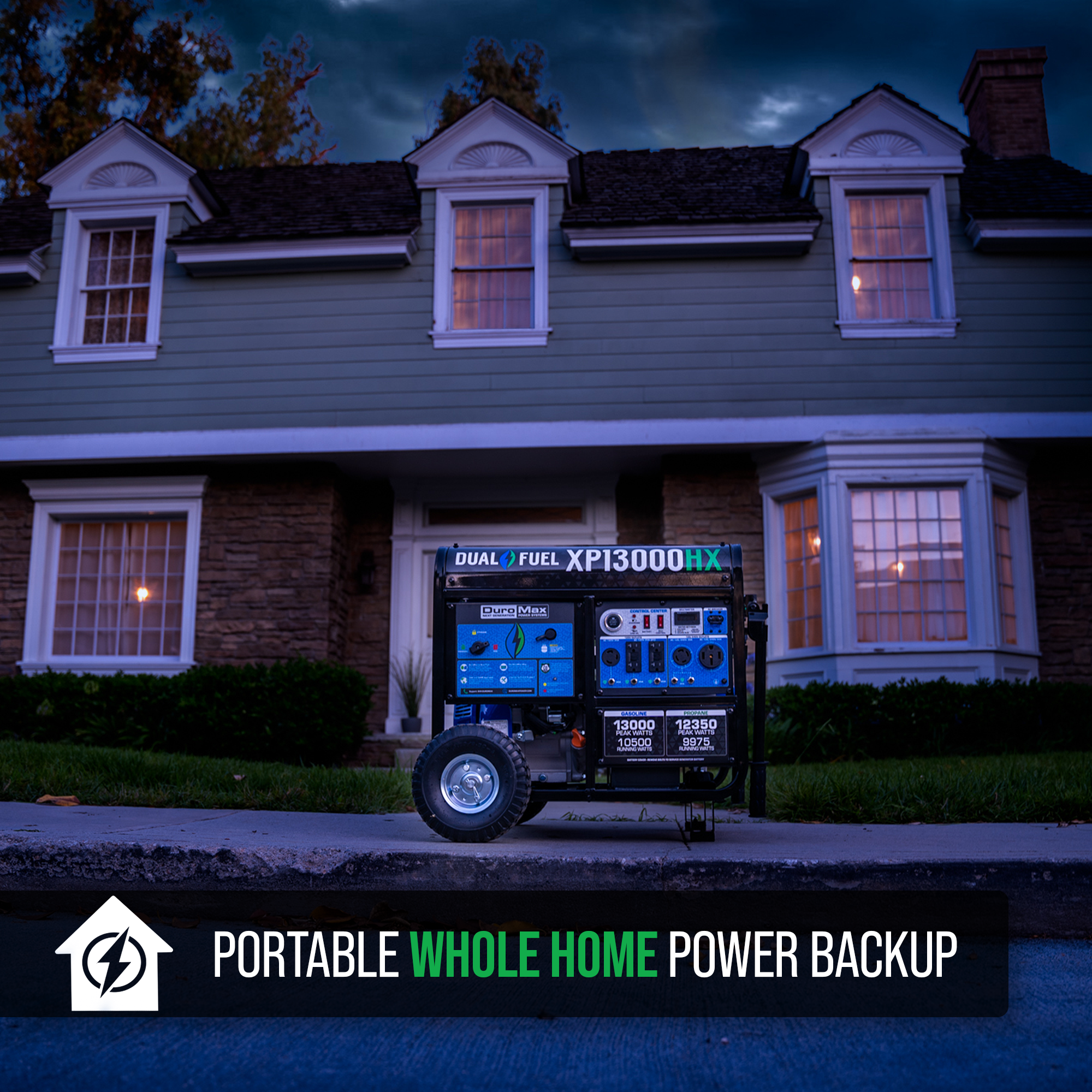 13,000W Dual Fuel Portable Generator with CO Alert - Reliable Power for Camping, Emergencies & Outdoor Events