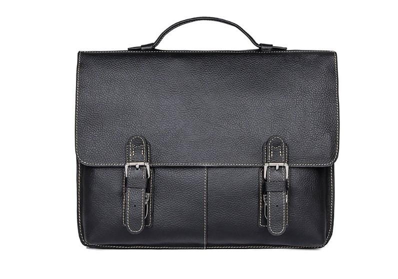 Premium Black Leather Laptop Briefcase for Business & Travel - Stylish Designer Laptop Bag for Men & Women - Perfect for Office, Commuting & Business Trips