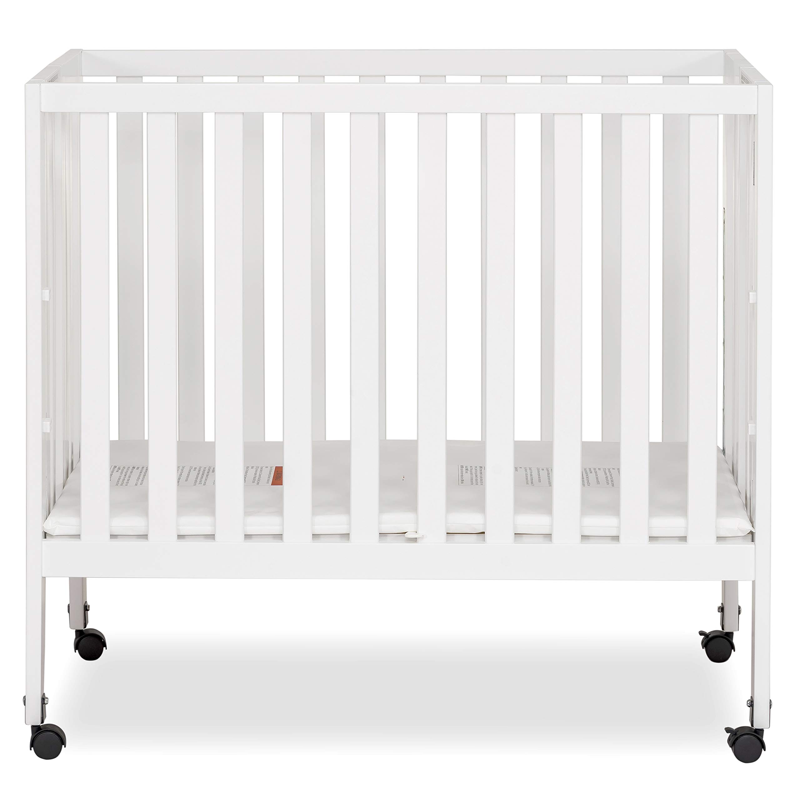 Dream On Me Jett Non-Full Size Folding Convertible Crib - Lightweight Portable Baby Crib with 3 Adjustable Mattress Heights | Easy Fold Travel Crib for Nursery & On-the-Go | Includes 1.5