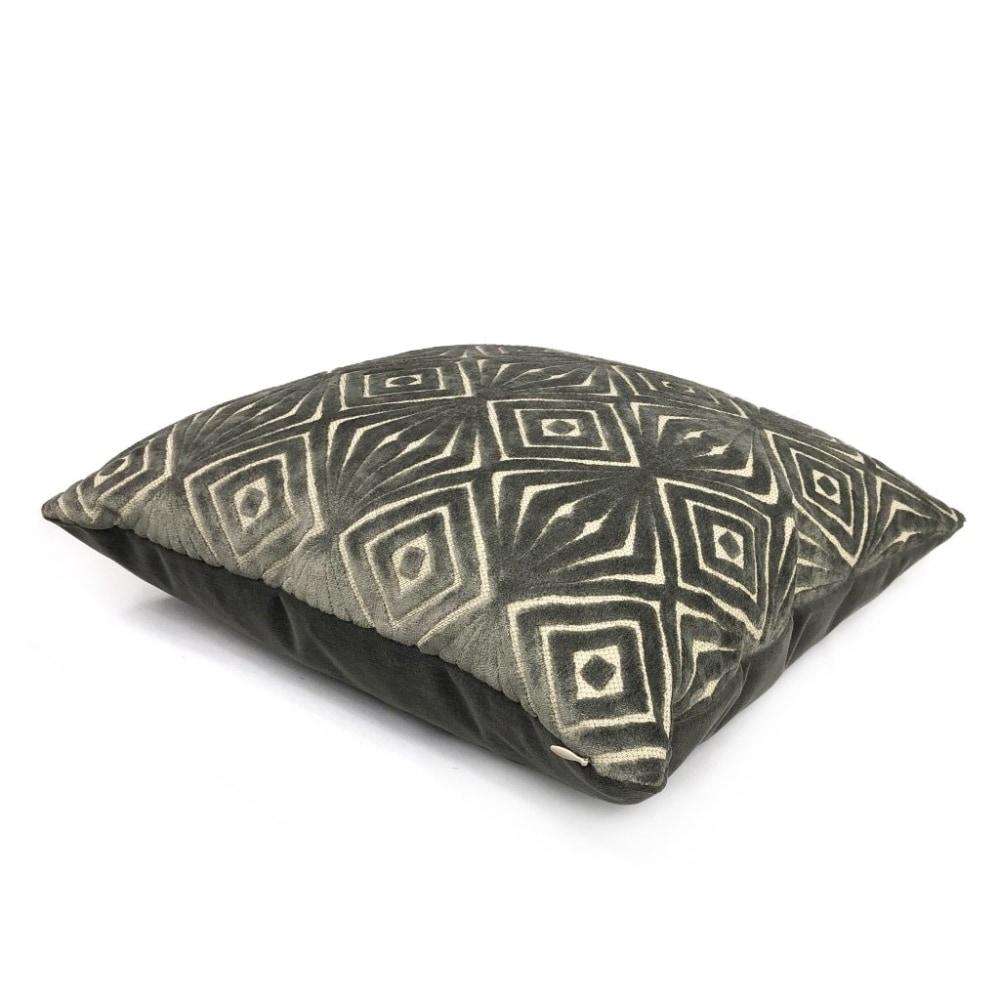 Antoni Seal Gray Geometric Cut Velvet Pillow Cover - Luxury Decorative Throw Pillow Case for Sofa, Bed & Home Decor - 18x18 Inches