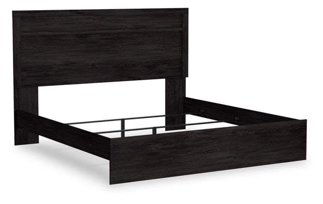 Belachime King Size Panel Bed Frame with 2 Nightstands - Modern Wooden Bedroom Set for Master Bedroom & Guest Room