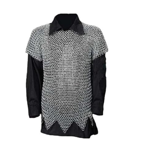 Butted Aluminum Chainmail Shirt for Men - Medieval Maltese Style Zig Zag Design, Anodized & Durable (XL) - Perfect for LARP, Cosplay, Renaissance Fairs & Historical Reenactments