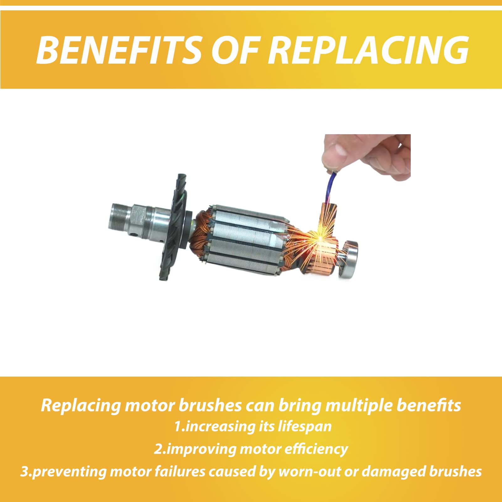 4Pcs N097696 Carbon Brushes Replacement for DeWalt DWE4011 DWE4120 DWE4012 DWE4100 DWE4887 DWE4120N - Compatible with Angle Grinder Motor Parts - Perfect for DIY Repairs & Professional Tool Maintenance
