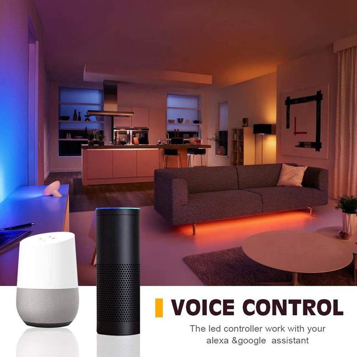Yuehuam LED Smart WiFi Controller - Single Color LED Strip Lights Remote for Android & iOS, 12-24V 96W, Voice Control Compatible with Alexa & Google Home | Perfect for Bedroom, Living Room, and Home Theater Lighting