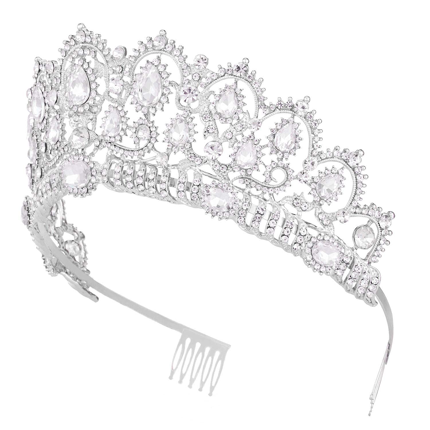 Princess Peach Crown & Fairy Godmother Tiara - Silver Wedding Hair Accessories for Women | Perfect for Quinceañera, Prom, Birthday Parties, Cosplay & Princess Theme Events