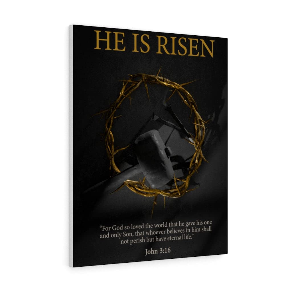 He is Risen John 3:16 Christian Wall Art - Bible Verse Print Ready to Hang - Inspirational Scripture Decor for Home, Church & Office