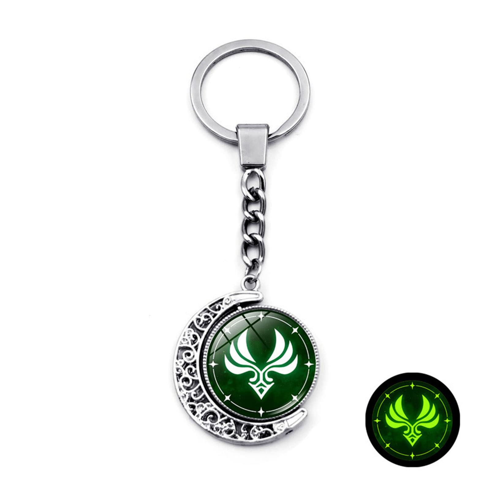 Genshin Impact Glow in The Dark Keychain - Anime Luminous Keychain with Element Symbols, God's Eye Time Gem Charm | Perfect for Cosplay, Gaming Gifts & Anime Collectibles