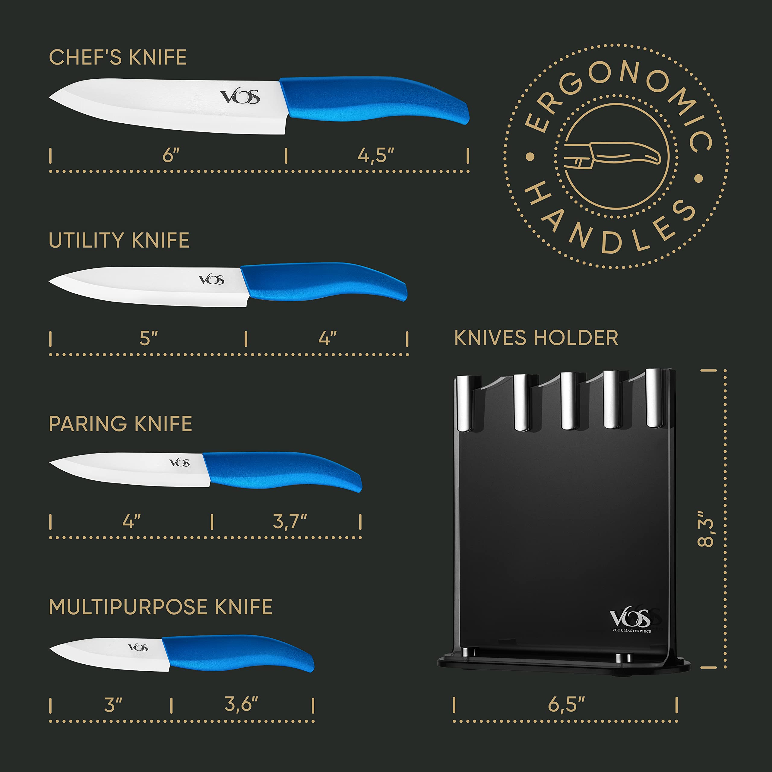 Premium Ceramic Knife Set with Wooden Block - 3